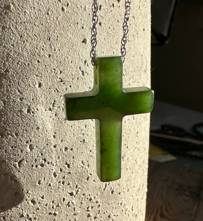 Jade Cross Pendant, 30mm