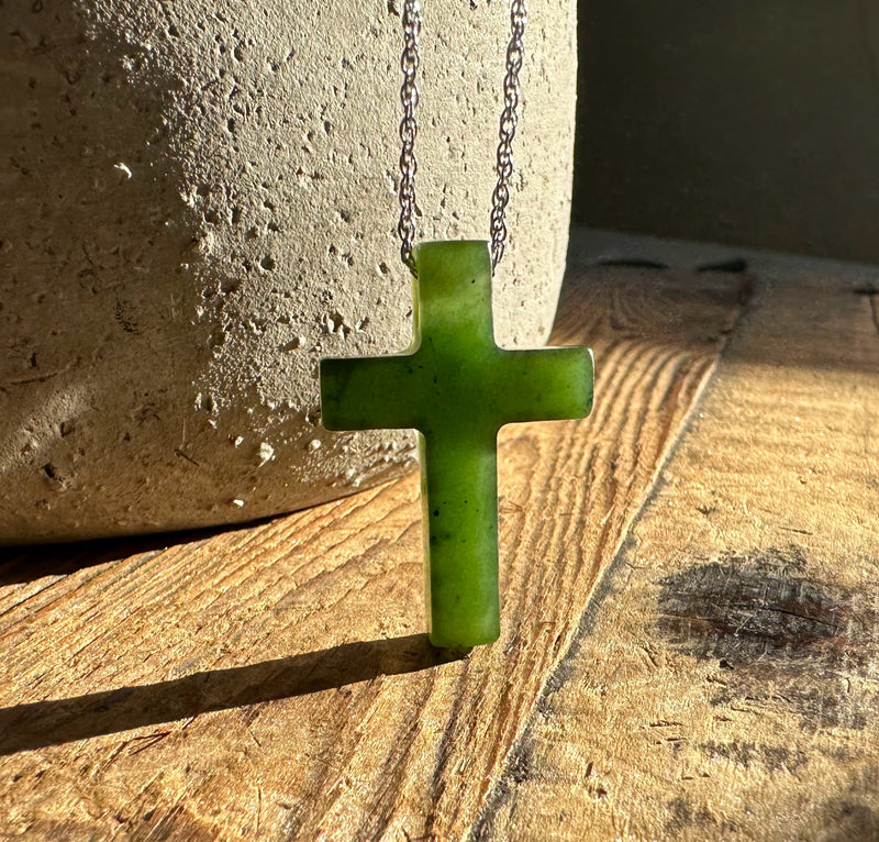 Jade Cross Pendant, 30mm