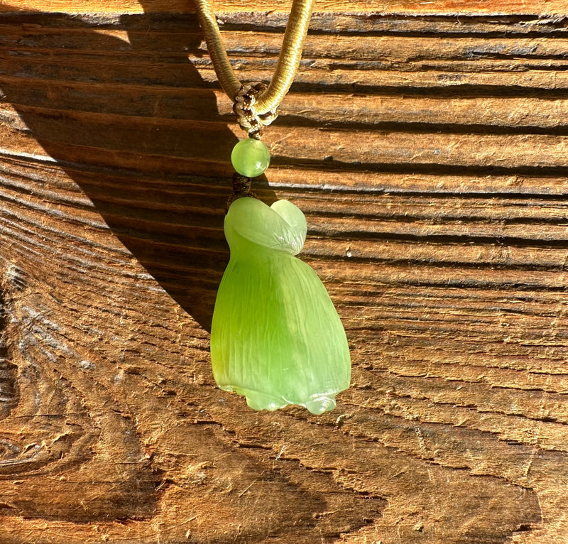 Siberian Jade pendant in the shape of a lotus seed pod*