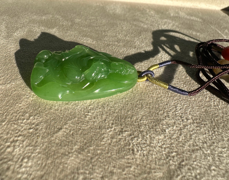 AA+ Siberian Jade Guanyin Pendant, 38x24mm