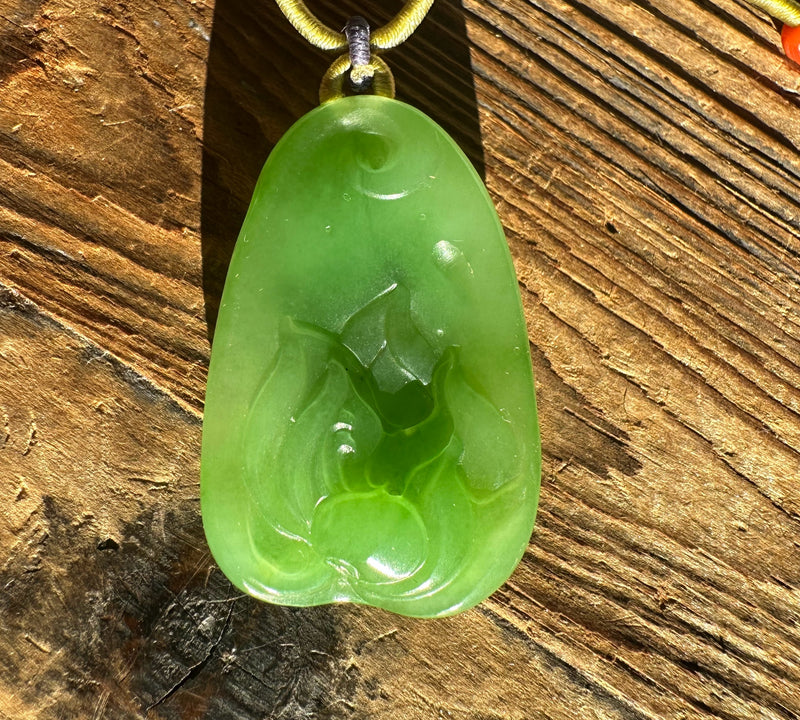 AA+ Siberian Jade Guanyin Pendant, 38x24mm