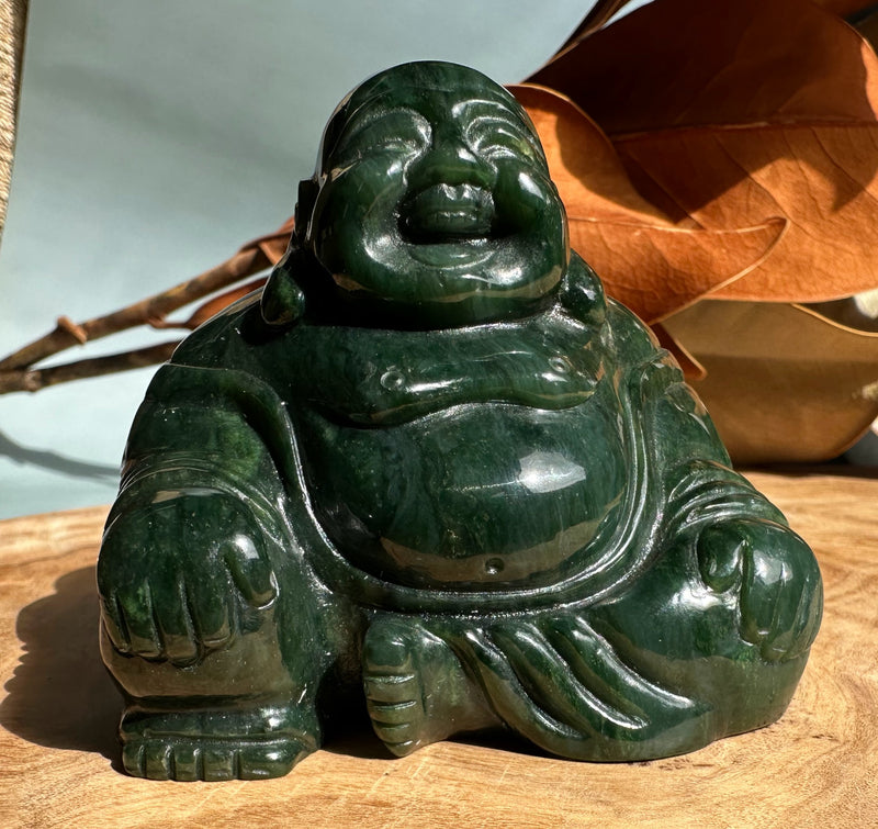Dark Green Happy Jade Buddha, 2.5"*