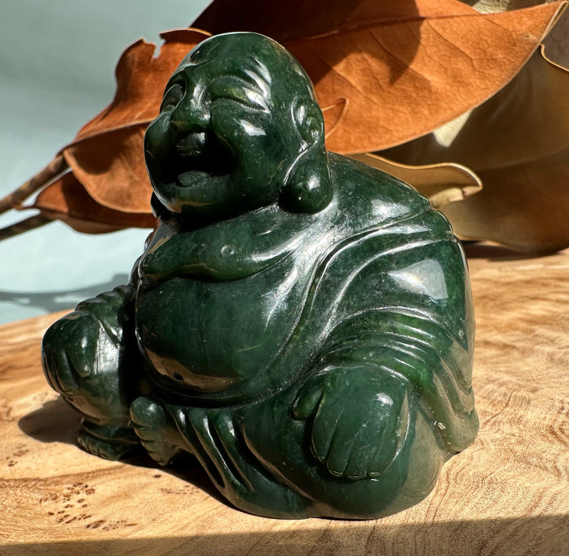 Dark Green Happy Jade Buddha, 2.5"*