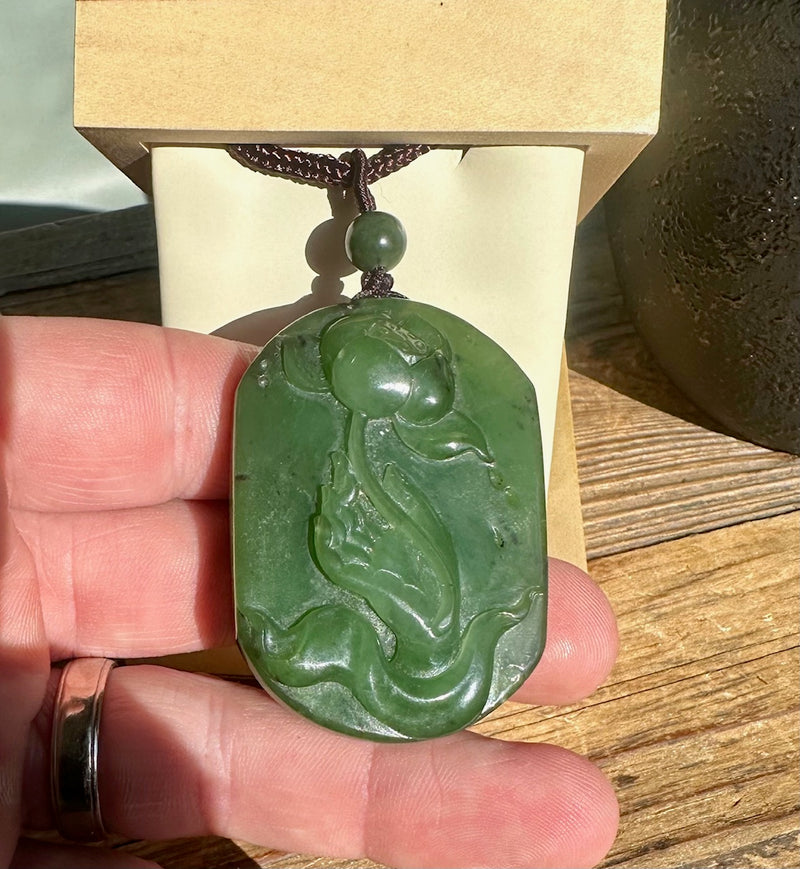 Canadian Jade Kwan-Yin Buddha Hand Holds Lotus*