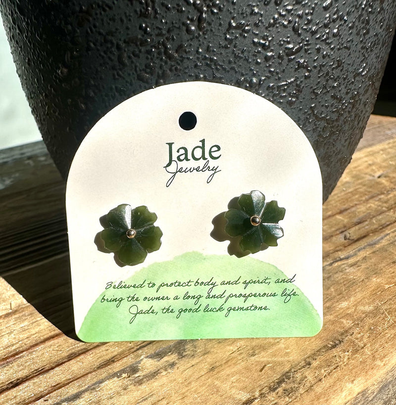 Vintage Jade Flower Earrings