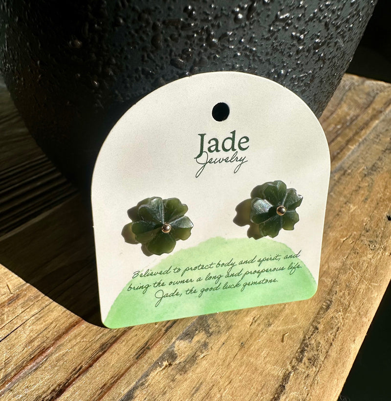 Vintage Jade Flower Earrings