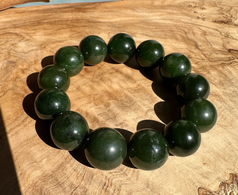 16mm Canadian Nephrite Jade Bead Bracelet*