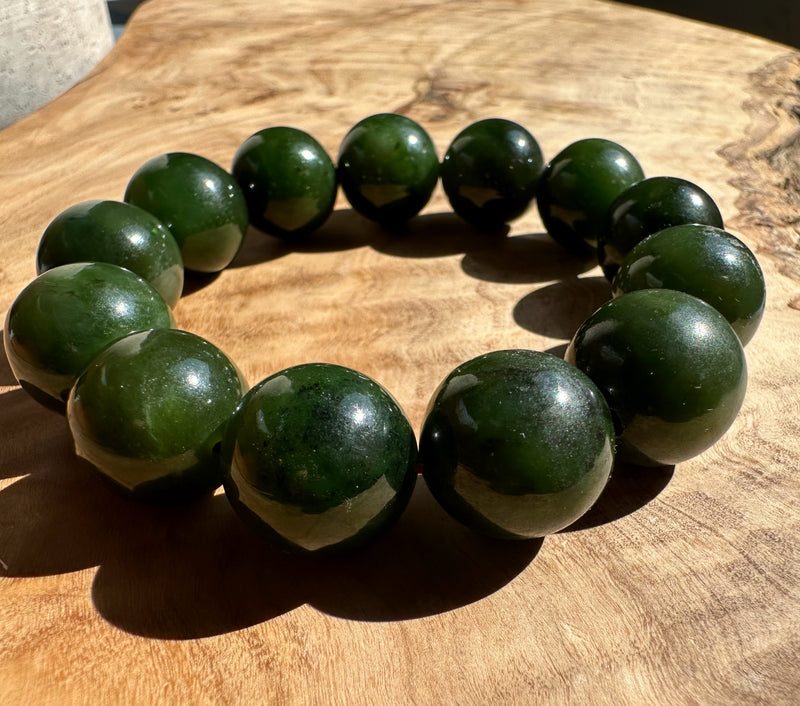 16mm Canadian Nephrite Jade Bead Bracelet*