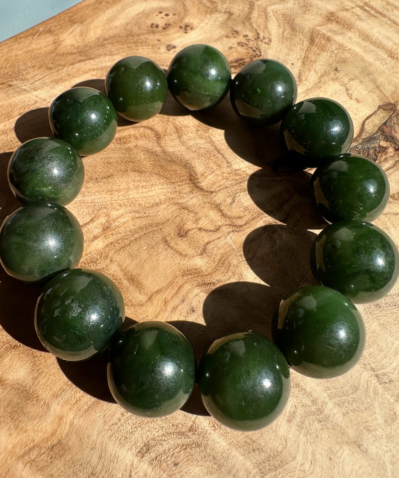 16mm Canadian Nephrite Jade Bead Bracelet*