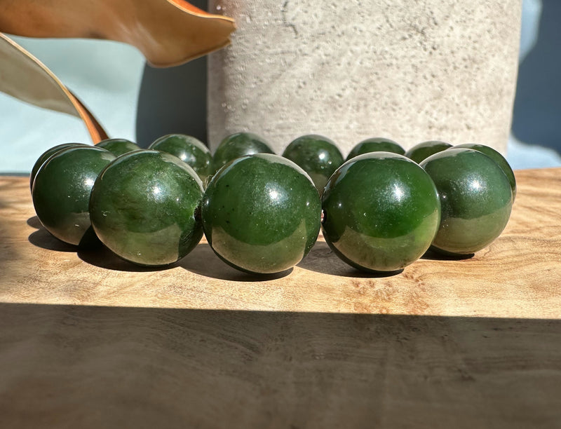 16mm Canadian Nephrite Jade Bead Bracelet*