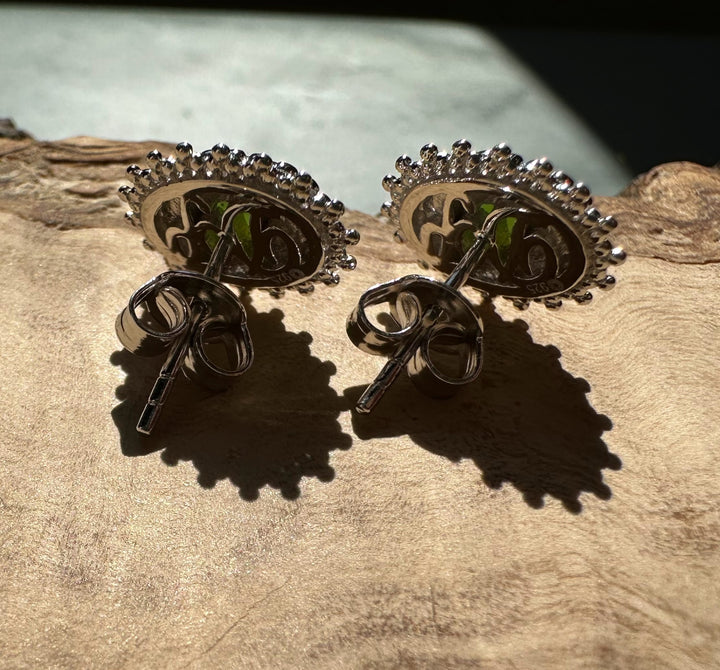 Back view of Canadian Jade and Silver Earrings with butterfly posts and stamped 925 on the metal
