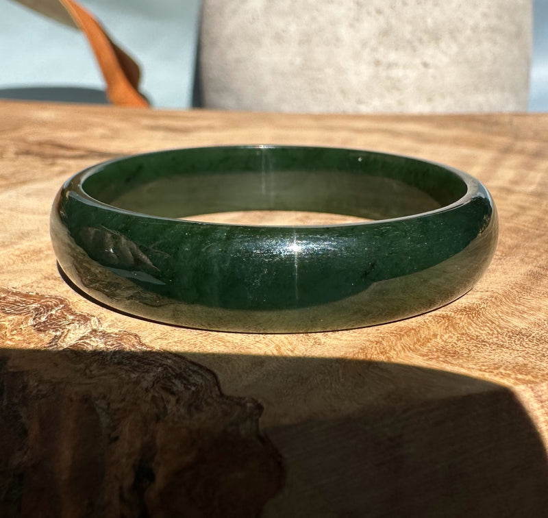 Dark Green Canadian Jade Young Child/Baby Bangle - 44.5mm*