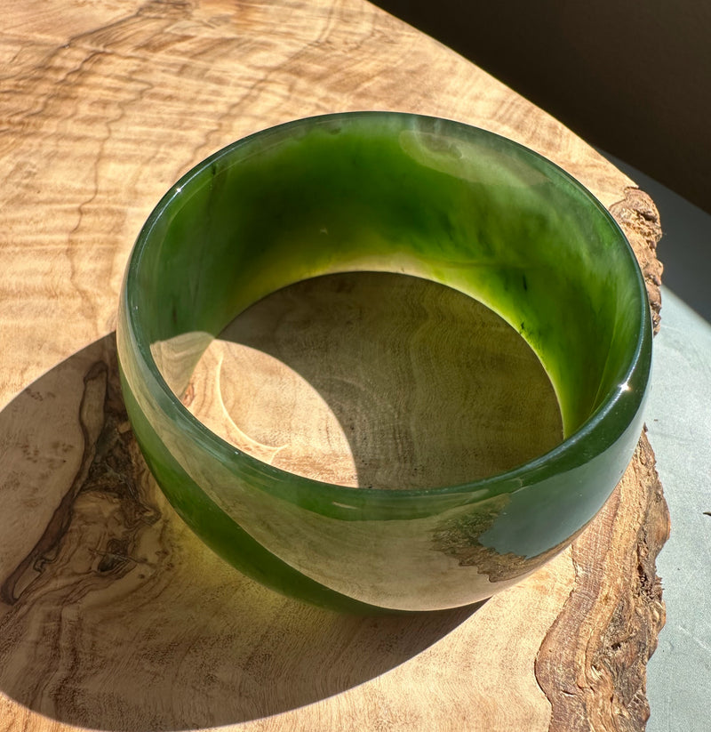 Extra Wide Canadian Jade Bangle - 60 x 34.5