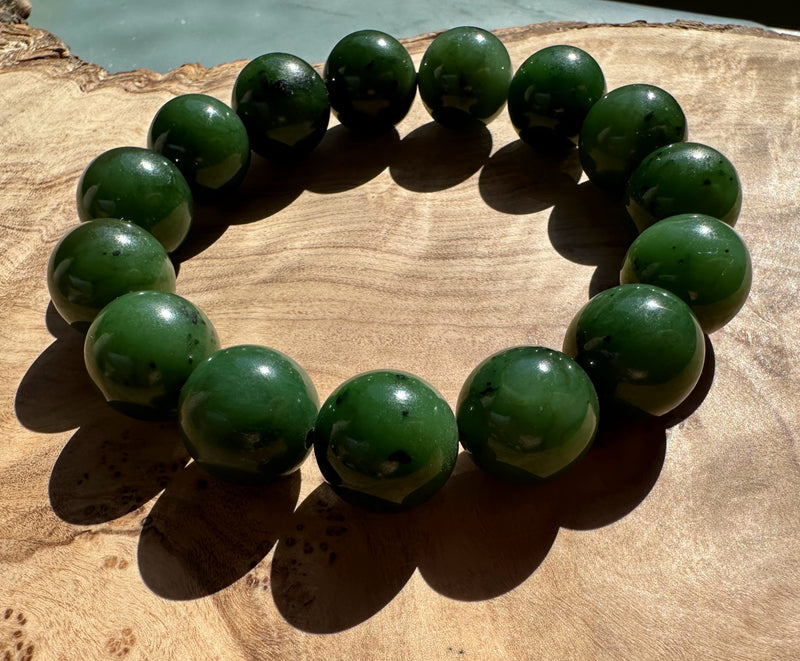 14mm Canadian Nephrite Jade Bead Bracelet*