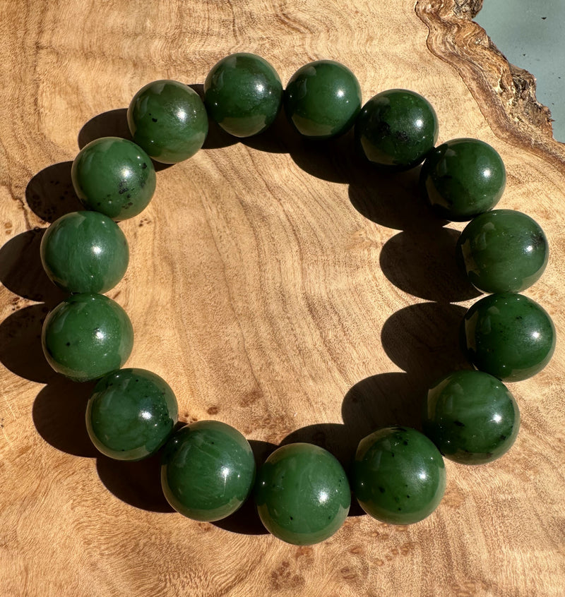 14mm Canadian Nephrite Jade Bead Bracelet*