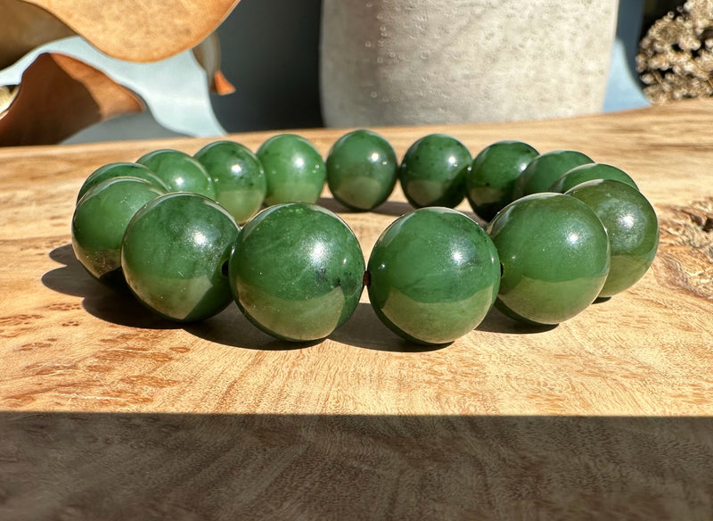 14mm Canadian Nephrite Jade Bead Bracelet*