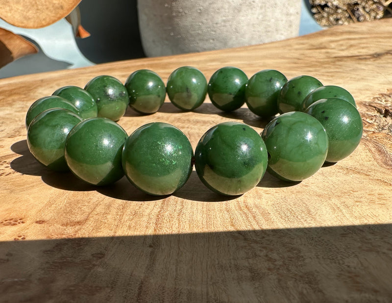 14mm Canadian Nephrite Jade Bead Bracelet*