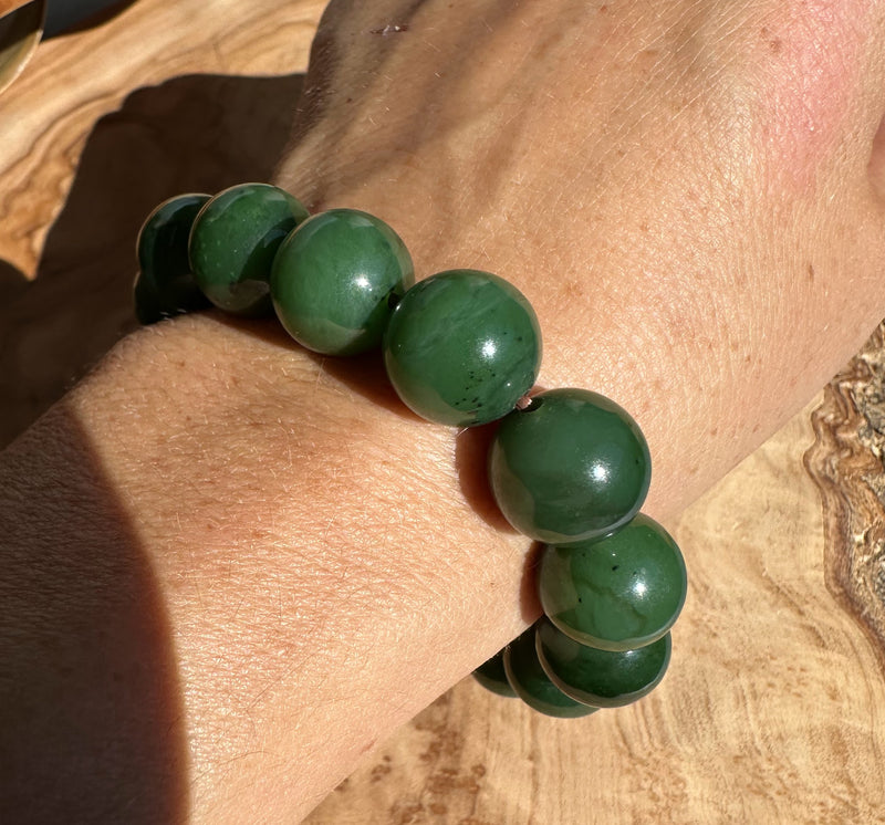 14mm Canadian Nephrite Jade Bead Bracelet*