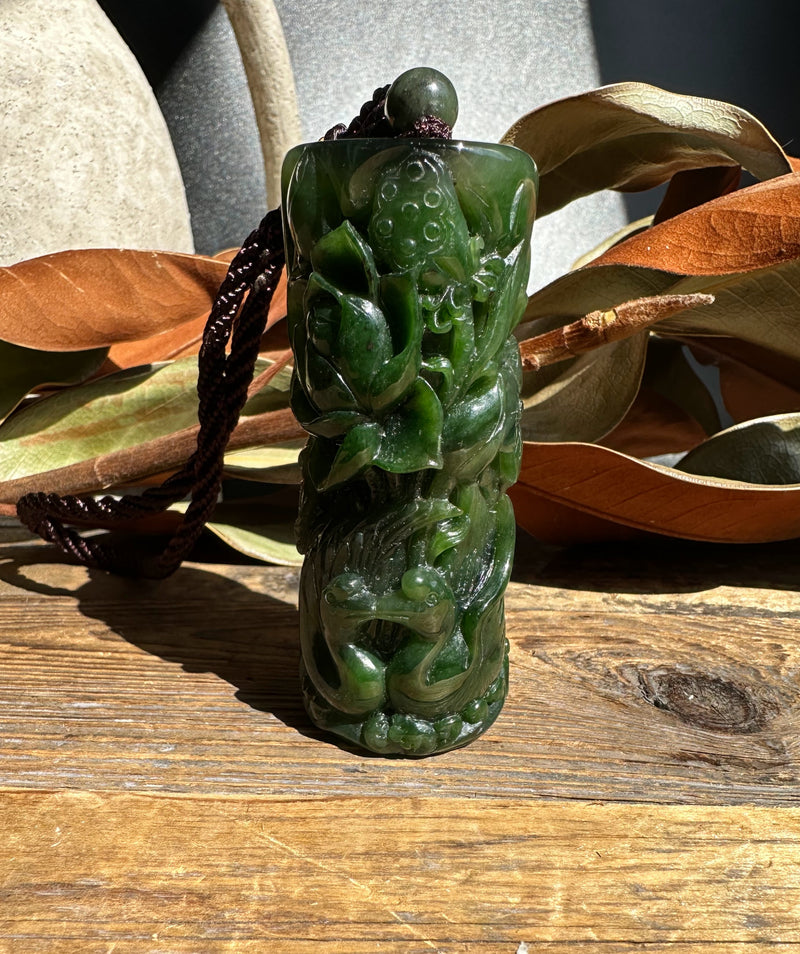 Jade Lovebirds and Lotus Blossum Flowers - 3.3"