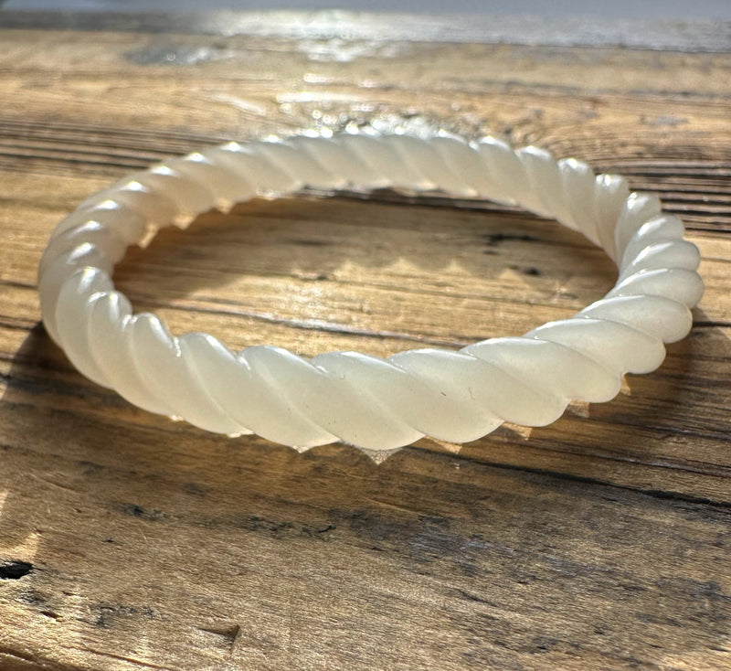 White Nephrite Jade Bangle - 56.5 x 8mm