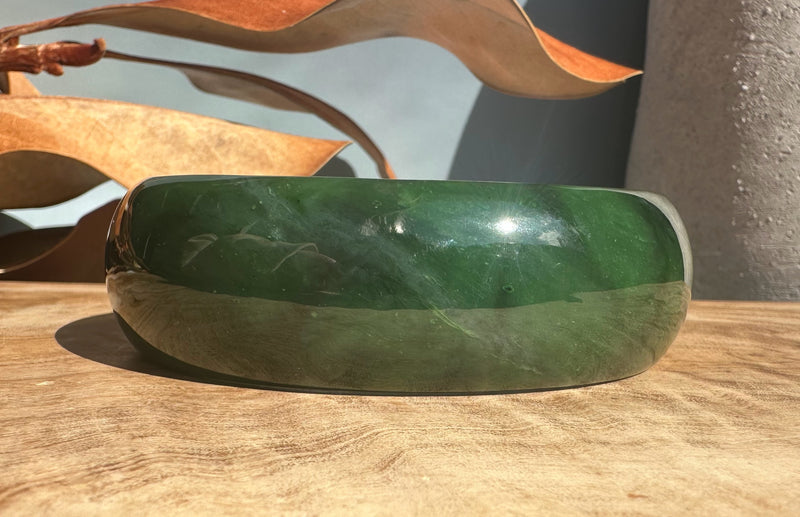 Jade Oval Bangle 68mm - Canadian Nephrite Jade*