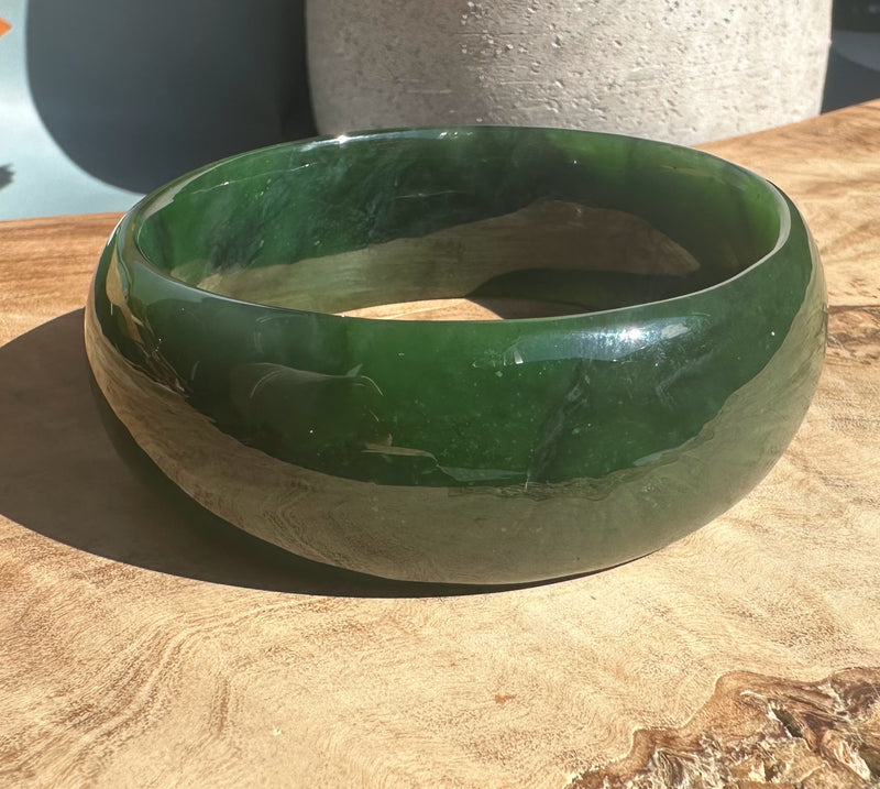 Jade Oval Bangle 68mm - Canadian Nephrite Jade*