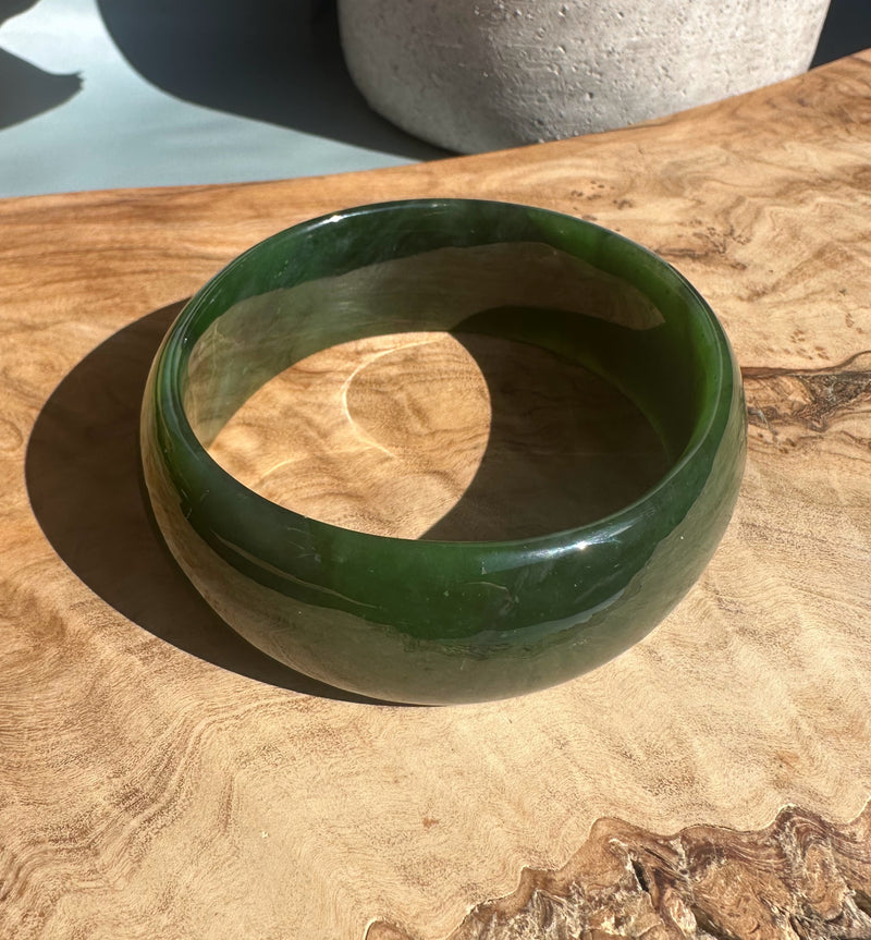 Jade Oval Bangle 68mm - Canadian Nephrite Jade*