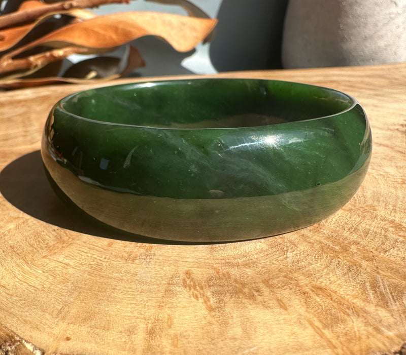 Jade Oval Bangle 68mm - Canadian Nephrite Jade*