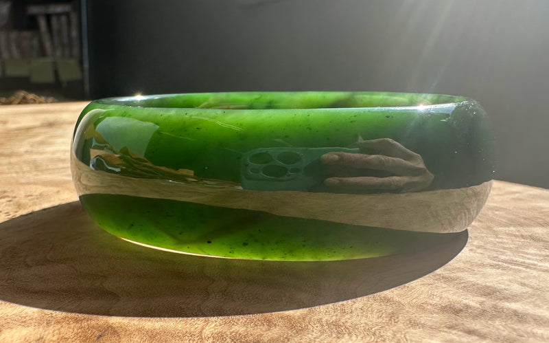 Jade Oval Bangle 68mm - Canadian Nephrite Jade*