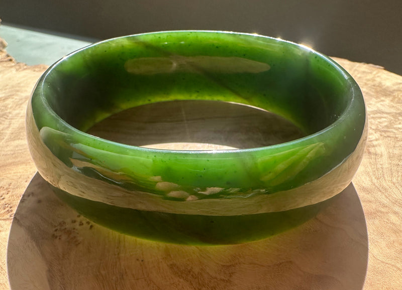 Jade Oval Bangle 68mm - Canadian Nephrite Jade*