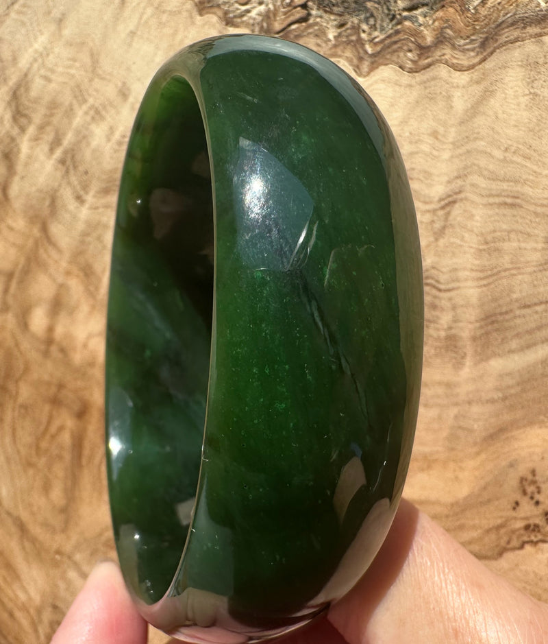 Jade Oval Bangle 68mm - Canadian Nephrite Jade*
