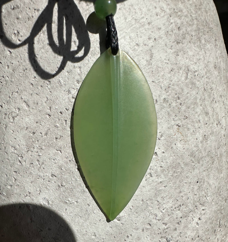 Siberian Jade Leaf Pendant, 42mm*