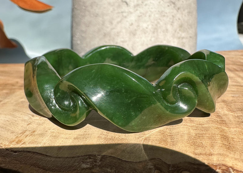 Canadian Jade Carved Bangle 63mm*
