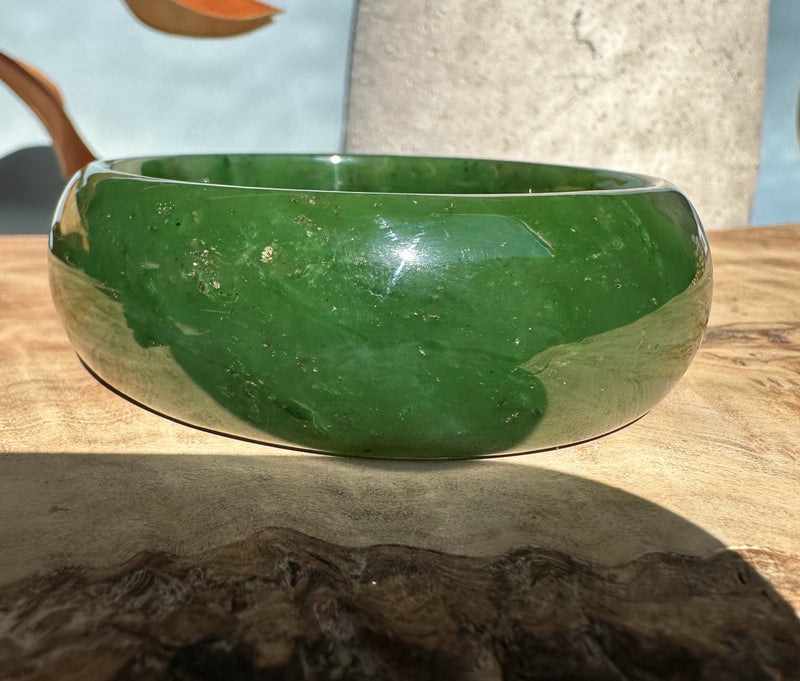 Jade Oval Bangle 68mm - Canadian Nephrite Jade*