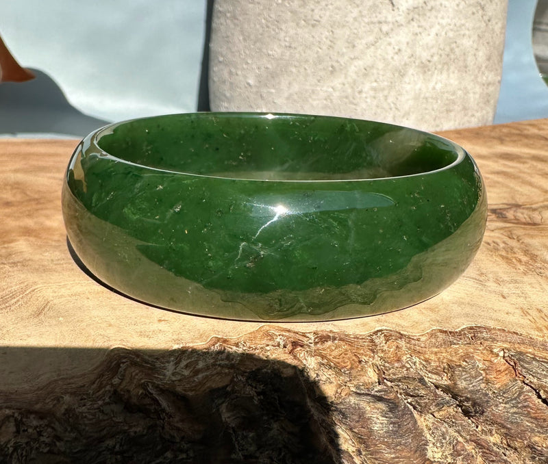 Jade Oval Bangle 68mm - Canadian Nephrite Jade*