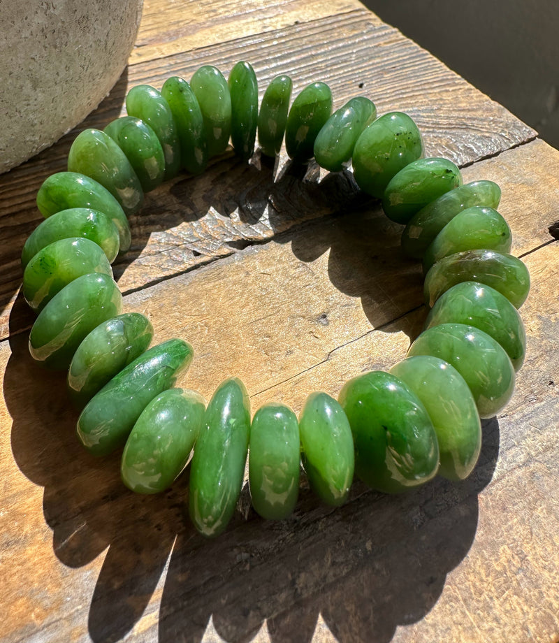 Jade Nugget Bracelet with Large Beads - 8"