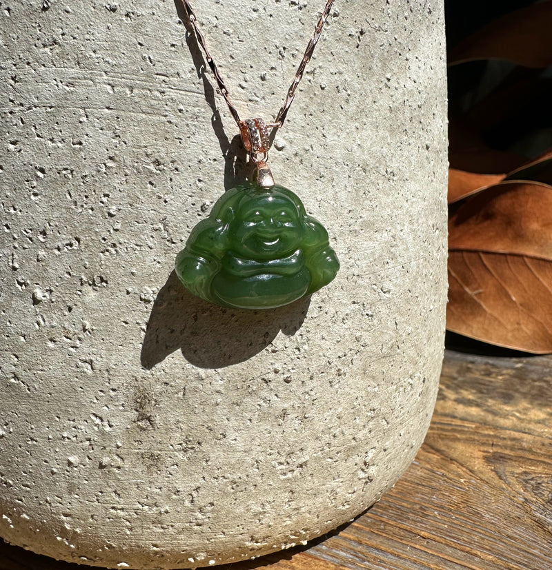 AA Happy Jade Buddha Pendant, 25mm