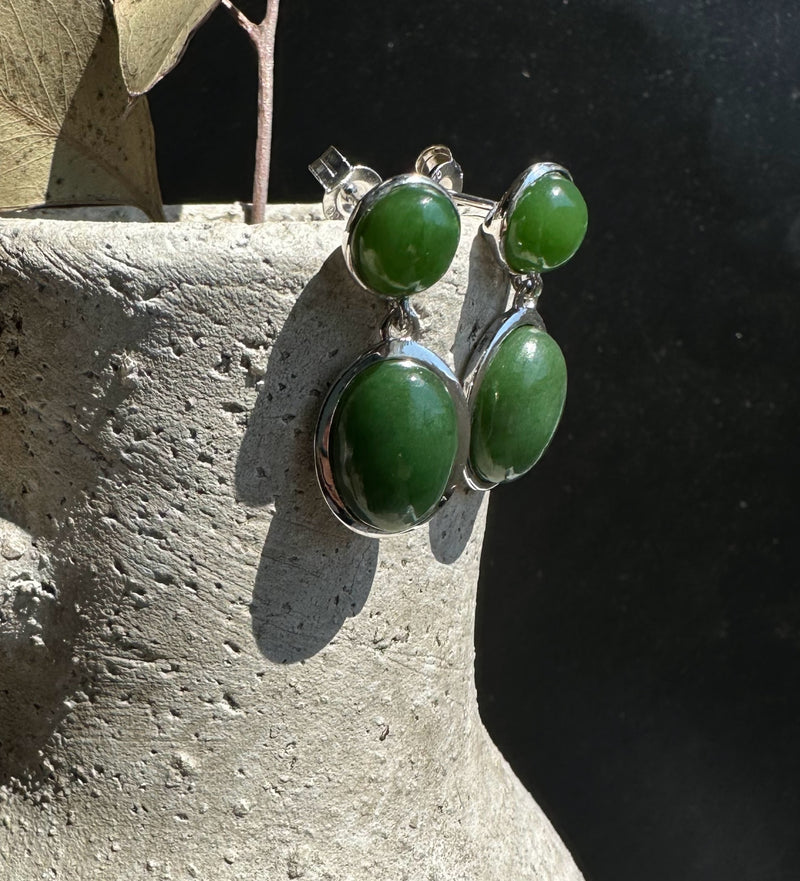 Canadian Jade Silver Earrings, 4910