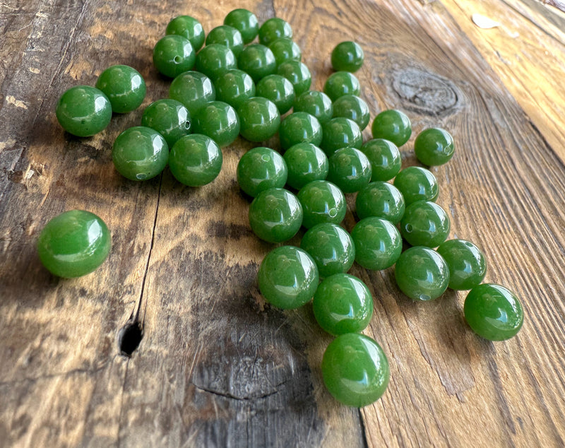 A+ Half Drilled 8mm Canadian Jade Beads