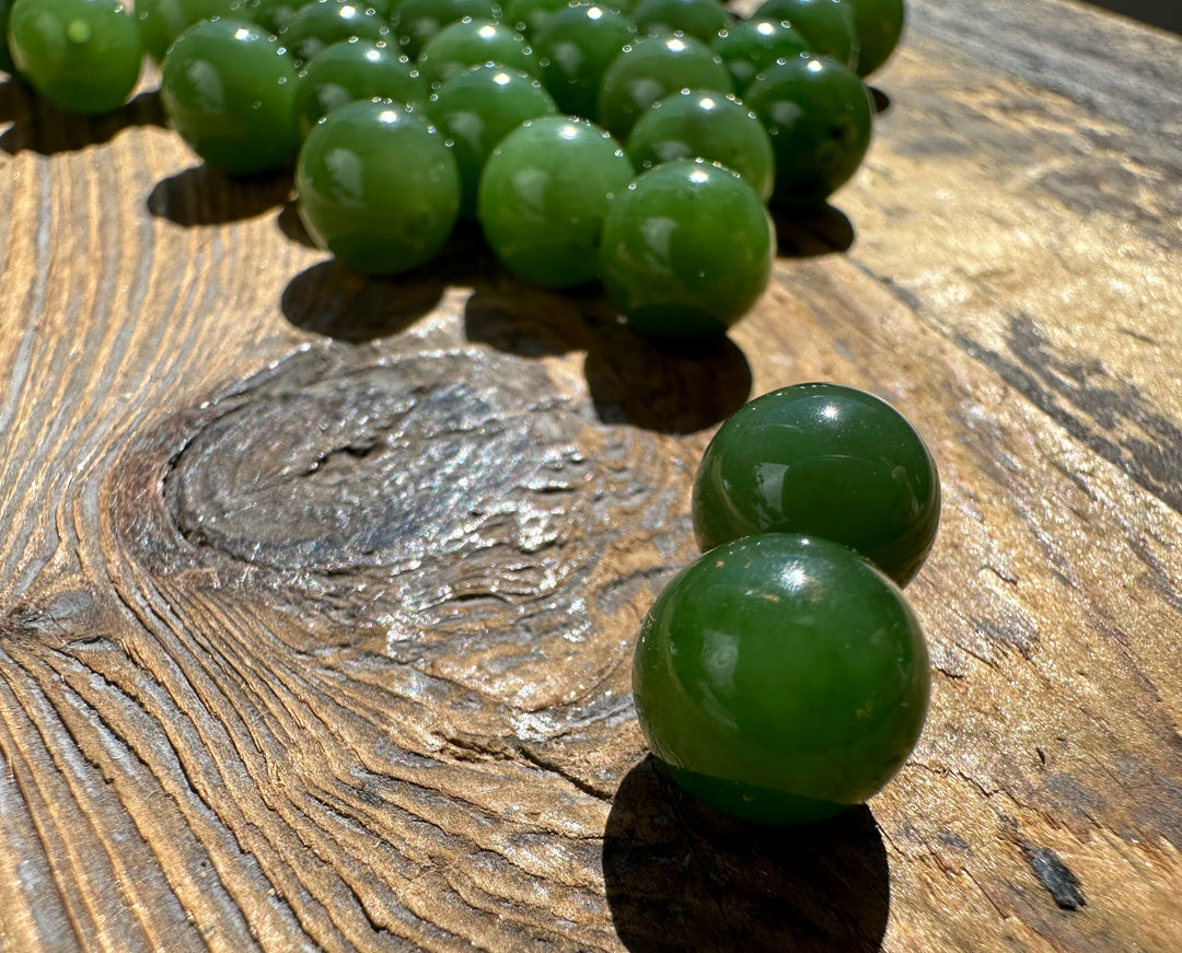 Half Drilled 10mm Polar Jade Beads – Jade Mine