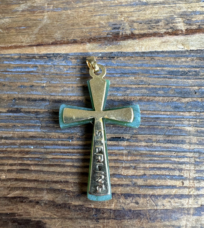 Vintage Jade Cross, 1.5"