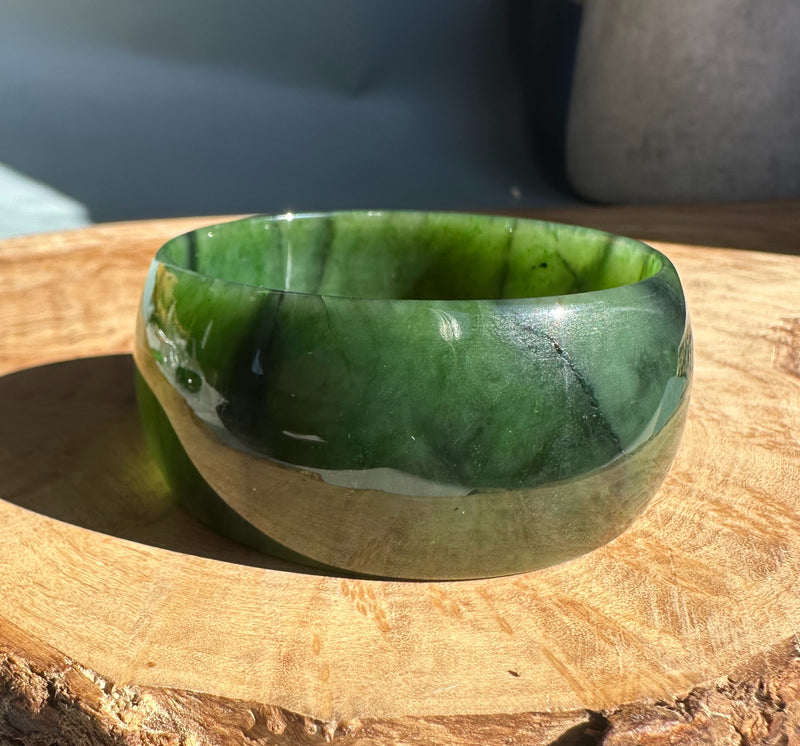 Rich Green Canadian Jade Wide Bangle, 60 x 30mm*