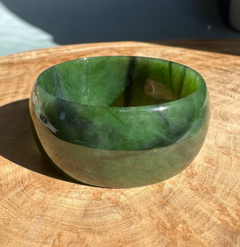 Rich Green Canadian Jade Wide Bangle, 60 x 30mm*