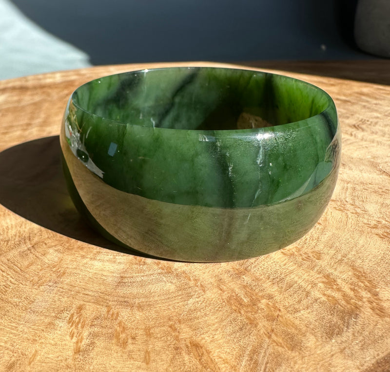 Rich Green Canadian Jade Wide Bangle, 60 x 30mm*