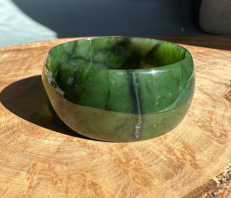 Rich Green Canadian Jade Wide Bangle, 60 x 30mm*