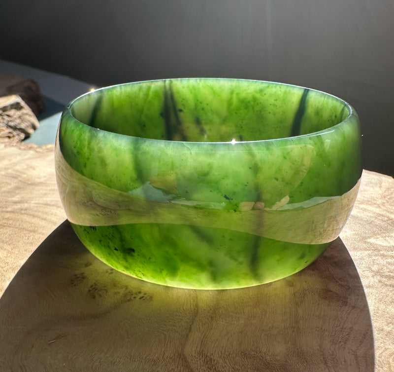 Rich Green Canadian Jade Wide Bangle, 60 x 30mm*