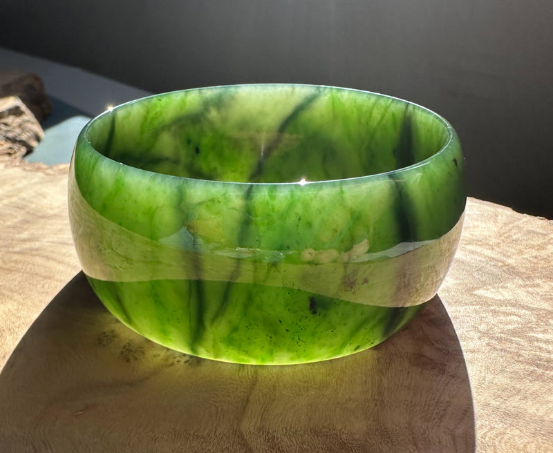 Rich Green Canadian Jade Wide Bangle, 60 x 30mm*