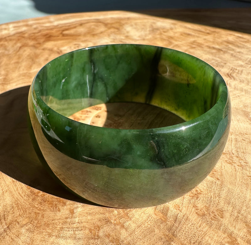 Rich Green Canadian Jade Wide Bangle, 60 x 30mm*