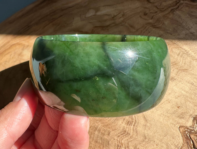 Rich Green Canadian Jade Wide Bangle, 60 x 30mm*