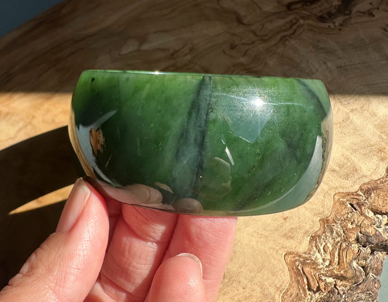 Rich Green Canadian Jade Wide Bangle, 60 x 30mm*